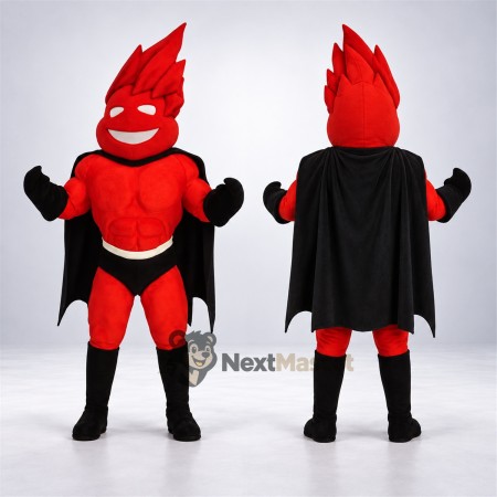 Flame Superhero Mascot Costume - Red Flame Superhero Mascot Costume - Red