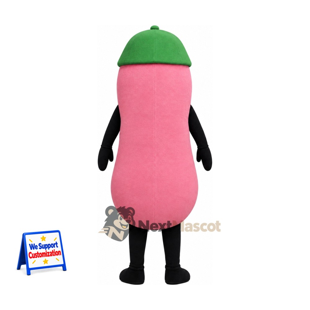 Sausage Mascot Costume - Pink, Green Cap Sausage Mascot Costume - Pink, Green Cap