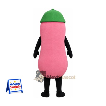 Sausage Mascot Costume - Pink, Green Cap Sausage Mascot Costume - Pink, Green Cap