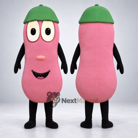 Sausage Mascot Costume - Pink, Green Cap Sausage Mascot Costume - Pink, Green Cap