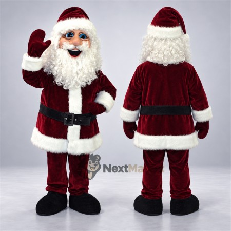 Santa Claus Mascot Costume - Burgundy Suit Santa Claus Mascot Costume - Burgundy Suit