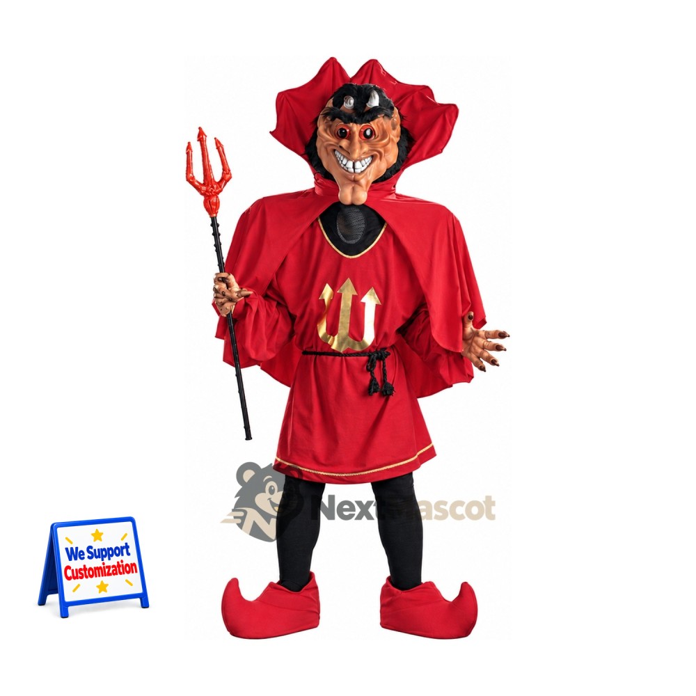 Devil Mascot Costume - Red, Trident for Festivals Devil Mascot Costume - Red, Trident for Festivals