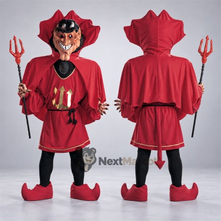 Devil Mascot Costume - Red, Trident for Festivals Devil Mascot Costume - Red, Trident for Festivals