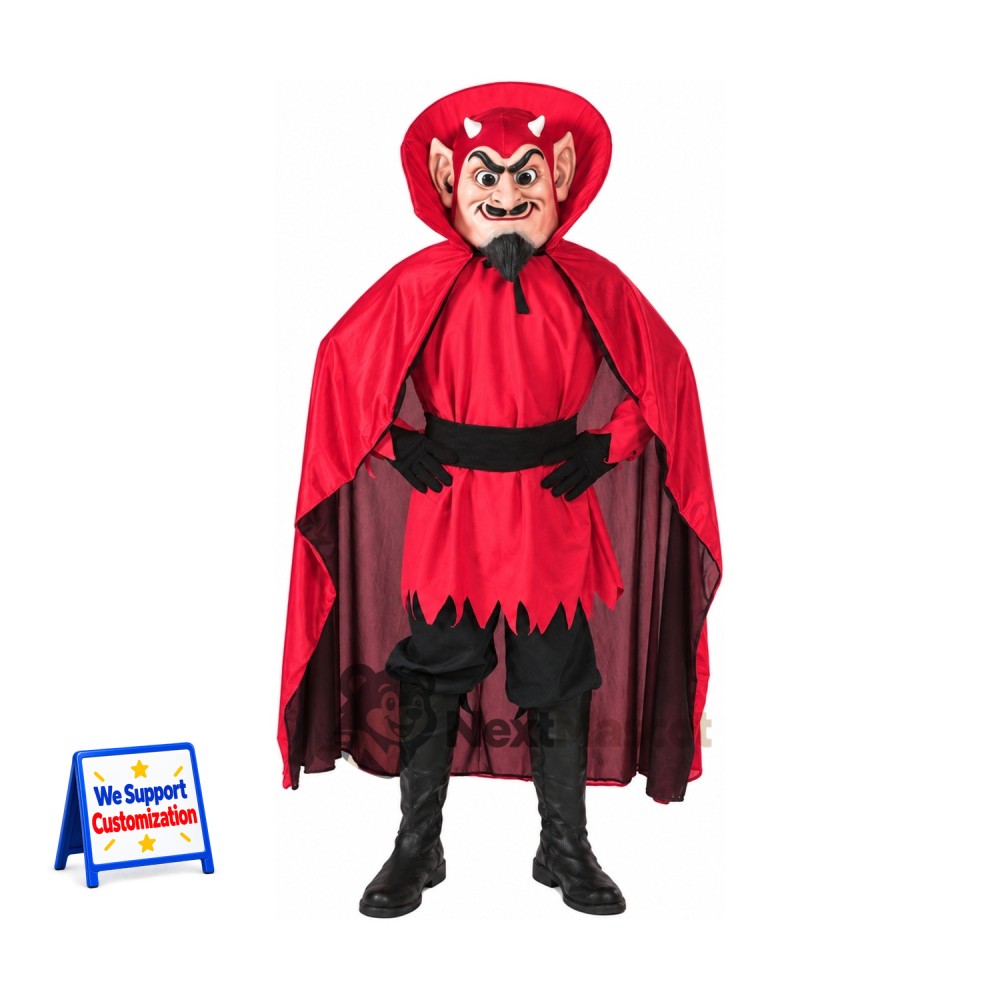 Devil Mascot Costume - Red, Cape Devil Mascot Costume - Red, Cape