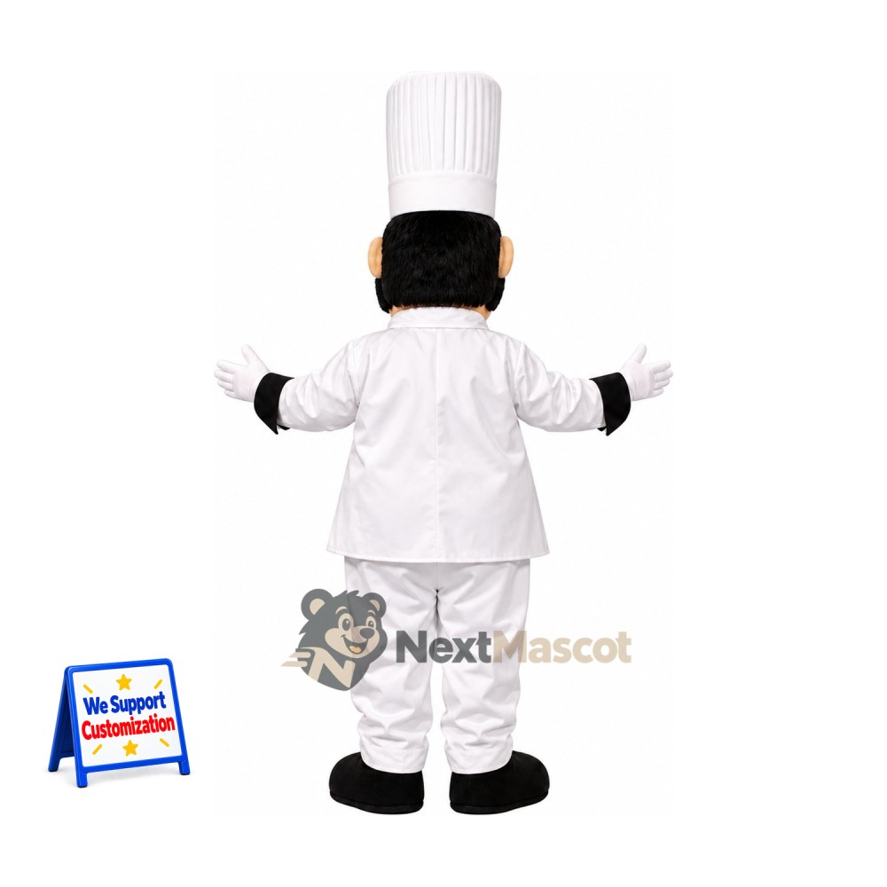 Chef Mascot Costume - Tall White Hat and Black Bow Tie