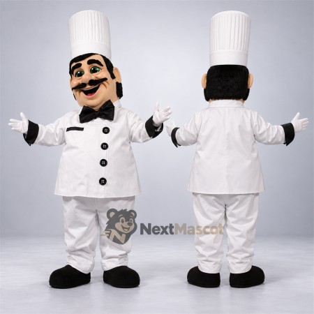 Chef Mascot Costume - Tall White Hat and Black Bow Tie