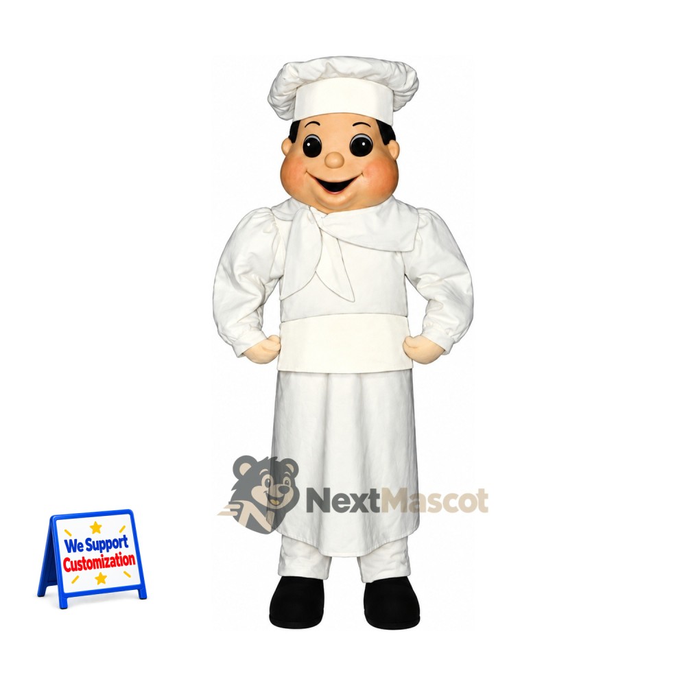Chef Mascot Costume - White Apron and Round Eyes for Parades Chef Mascot Costume - White Apron and Round Eyes for Parades