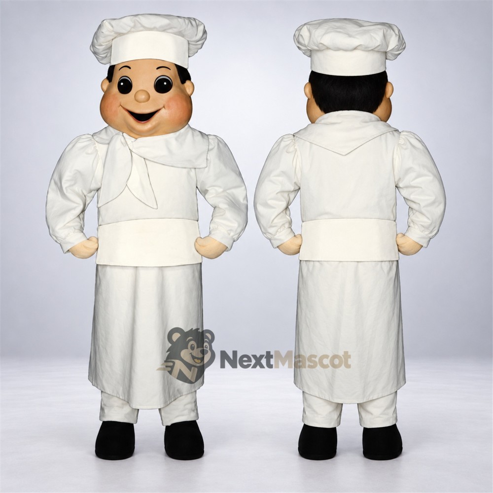 Chef Mascot Costume - White Apron and Round Eyes for Parades Chef Mascot Costume - White Apron and Round Eyes for Parades