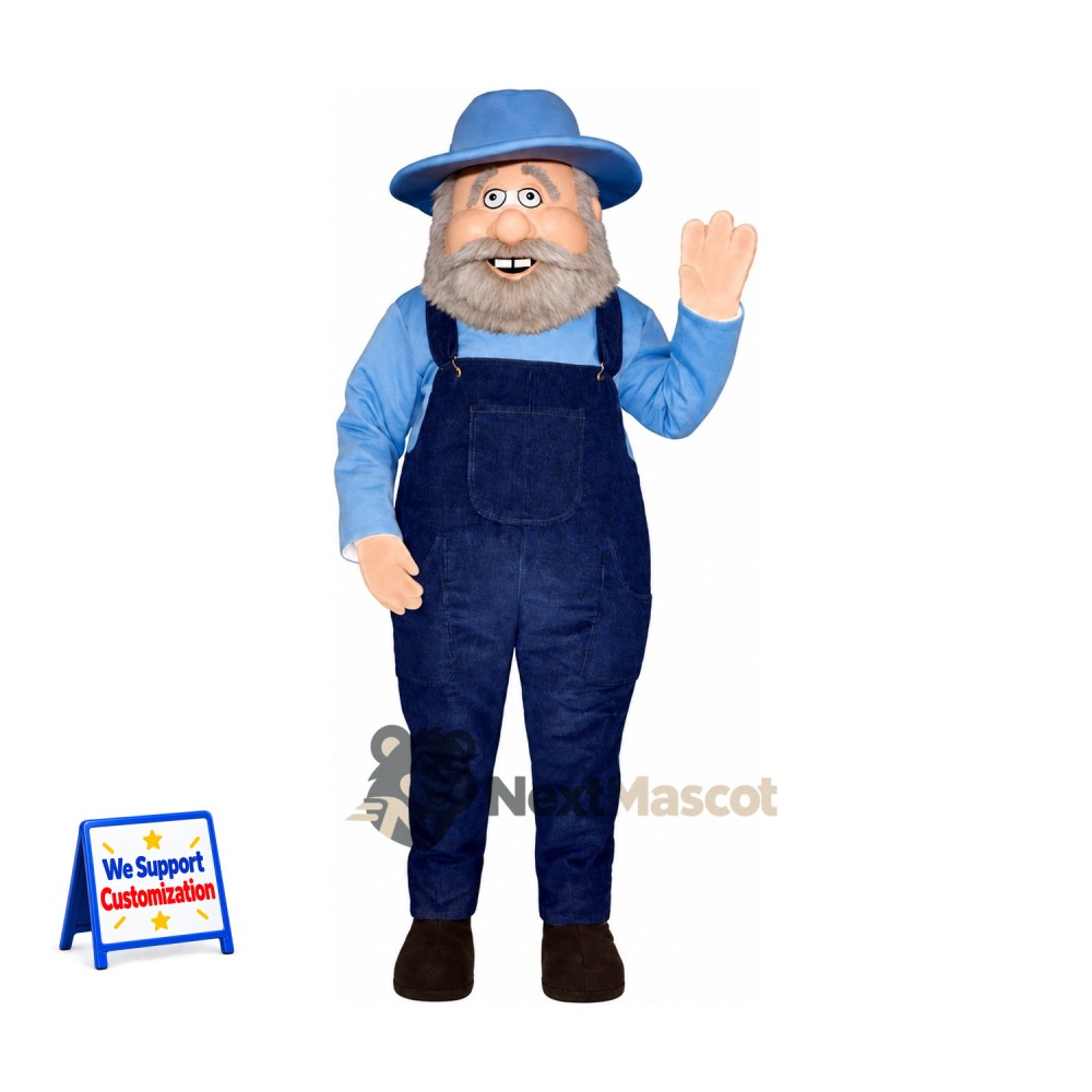 Farmer Mascot Costume - Blue Overalls Farmer Mascot Costume - Blue Overalls