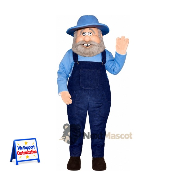 Farmer Mascot Costume - Blue Overalls