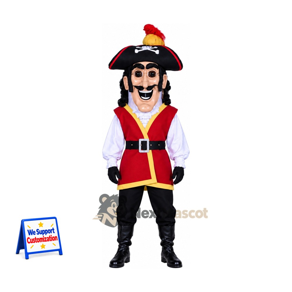 Pirate Captain Mascot Costume - Red Vest and Purple Shirt Pirate Captain Mascot Costume - Red Vest and Purple Shirt