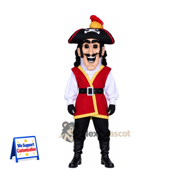 Pirate Captain Mascot Costume - Red Vest and Purple Shirt