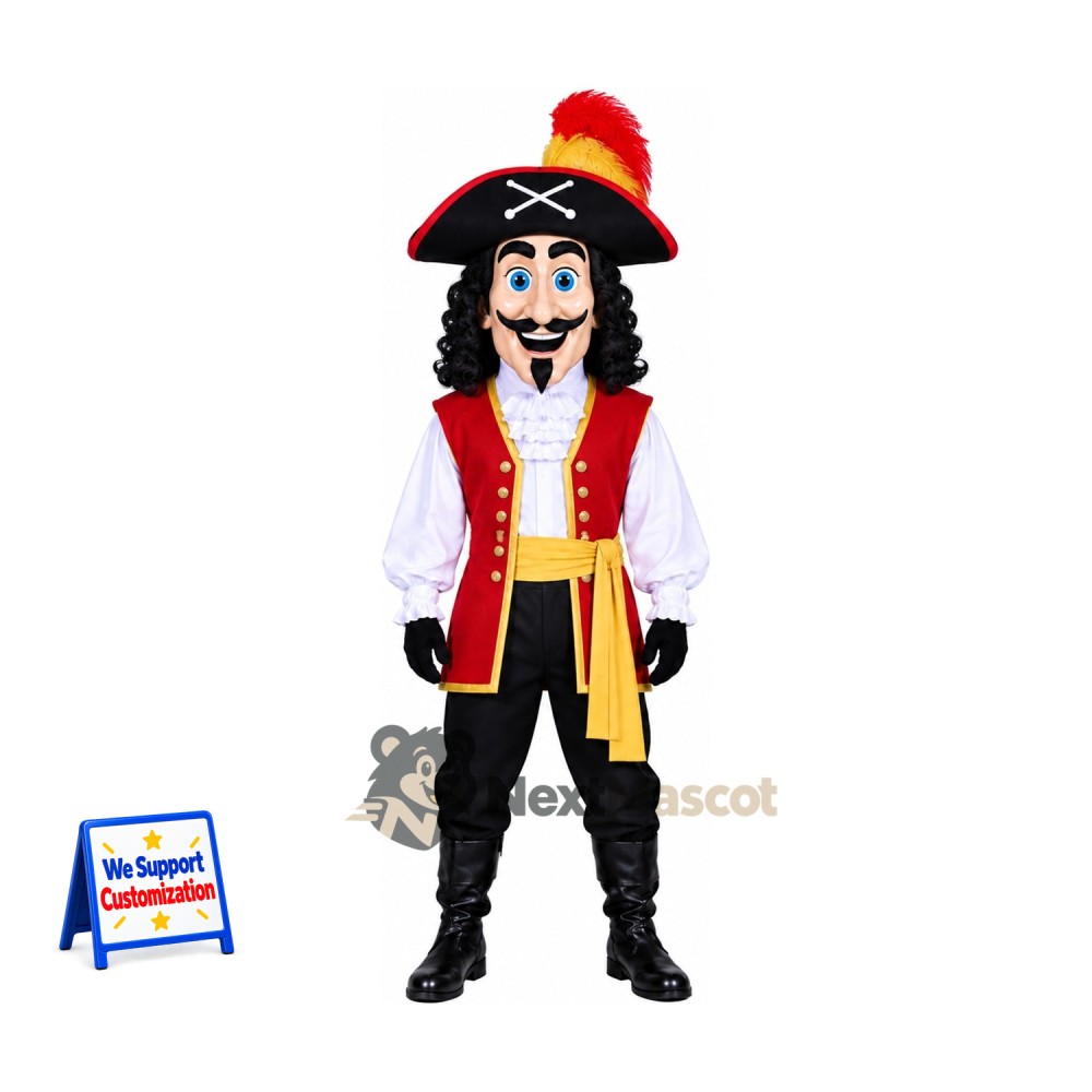 Pirate Captain Mascot Costume - Red Vest and Yellow Shirt Pirate Captain Mascot Costume - Red Vest and Yellow Shirt