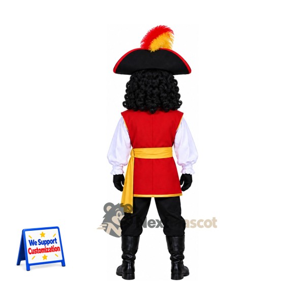 Pirate Captain Mascot Costume - Red Vest and Yellow Shirt