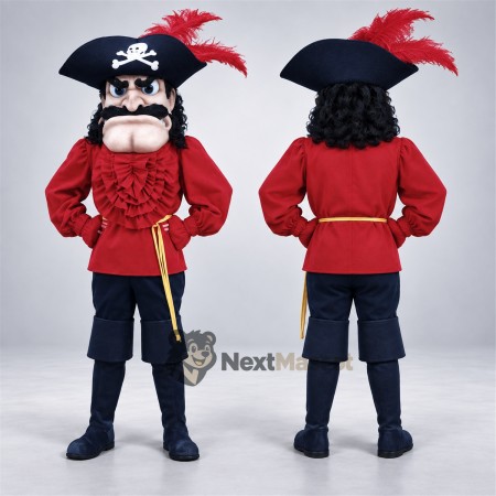 Pirate Captain Mascot Costume - Red Feather and Navy Pants Pirate Captain Mascot Costume - Red Feather and Navy Pants