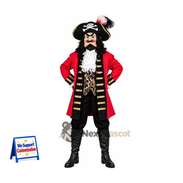 Pirate Captain Mascot Costume - Long Red Coat