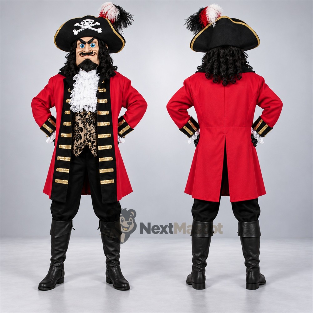 Pirate Captain Mascot Costume - Long Red Coat Pirate Captain Mascot Costume - Long Red Coat