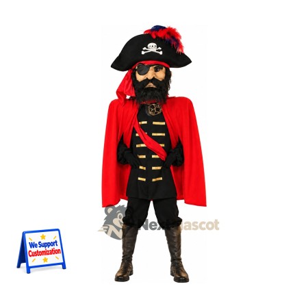 Pirate Captain Mascot Costume - Red Cape and Eyepatch Pirate Captain Mascot Costume - Red Cape and Eyepatch