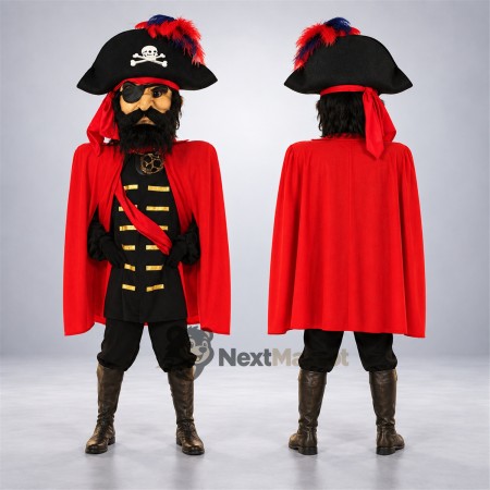 Pirate Captain Mascot Costume - Red Cape and Eyepatch Pirate Captain Mascot Costume - Red Cape and Eyepatch