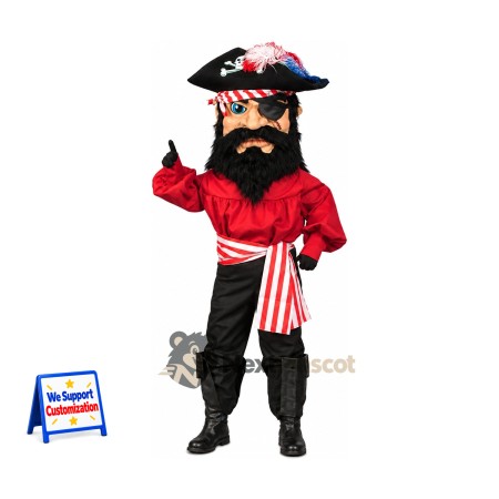 Pirate Captain Mascot Costume - Striped Hat Pirate Captain Mascot Costume - Striped Hat