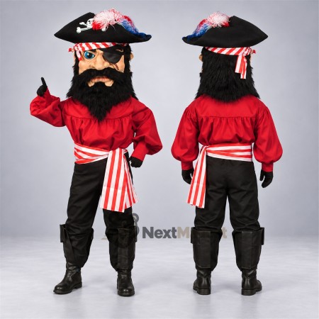 Pirate Captain Mascot Costume - Striped Hat Pirate Captain Mascot Costume - Striped Hat