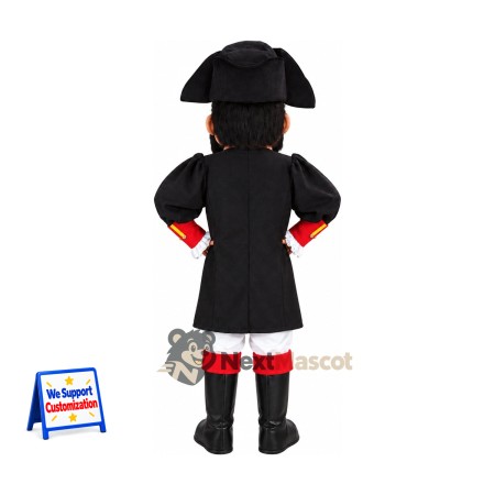 Pirate Captain Mascot Costume - Black Coat and Striped Pants Pirate Captain Mascot Costume - Black Coat and Striped Pants