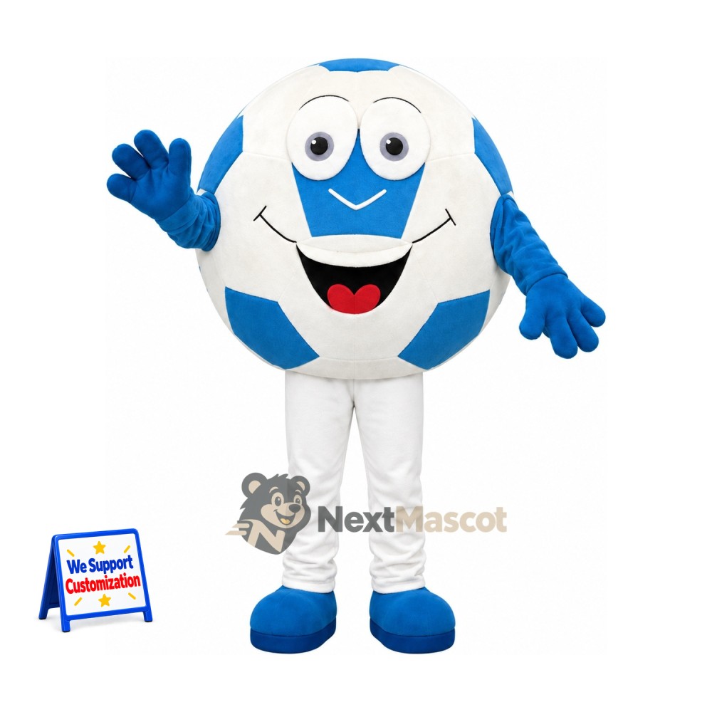 Soccer Ball Mascot Costume - Blue and White for Community Events Soccer Ball Mascot Costume - Blue and White for Community Events