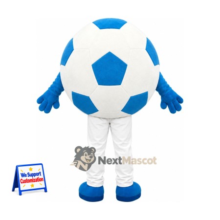 Soccer Ball Mascot Costume - Blue and White for Community Events Soccer Ball Mascot Costume - Blue and White for Community Events