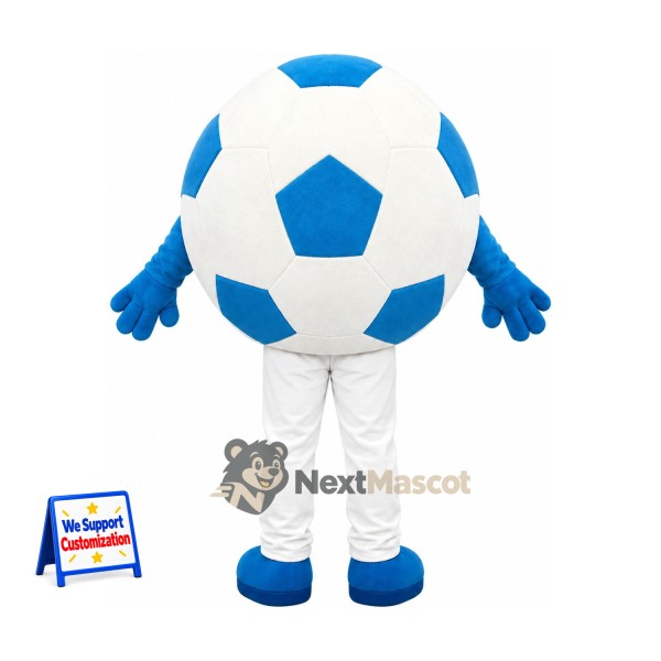 Soccer Ball Mascot Costume - Blue and White for Community Events Soccer Ball Mascot Costume - Blue and White for Community Events