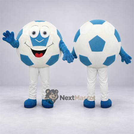 Soccer Ball Mascot Costume - Blue and White for Community Events Soccer Ball Mascot Costume - Blue and White for Community Events
