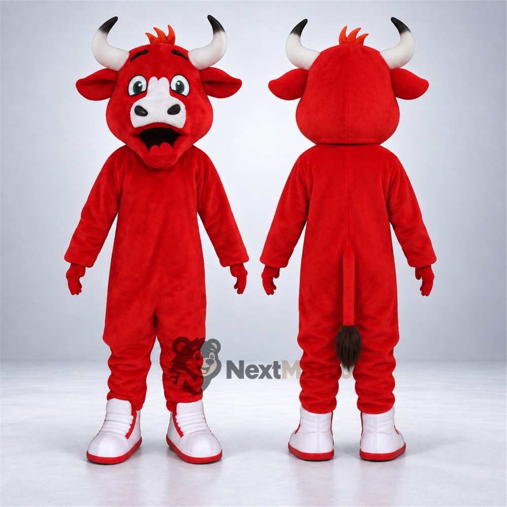 Bull Mascot Costume - Red for Grand Openings Bull Mascot Costume - Red for Grand Openings