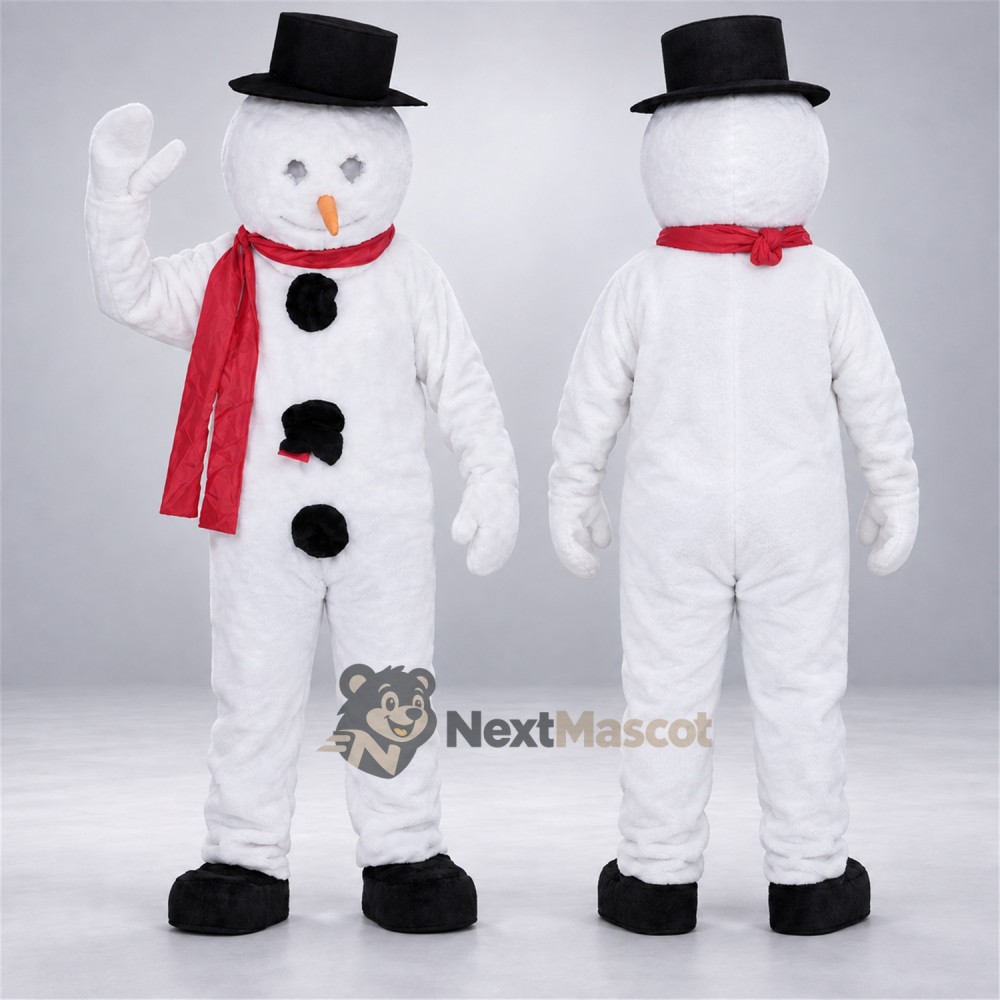 Snowman Mascot Costume - Large Black Buttons Snowman Mascot Costume - Large Black Buttons