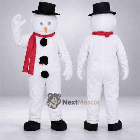 Snowman Mascot Costume - Large Black Buttons Snowman Mascot Costume - Large Black Buttons