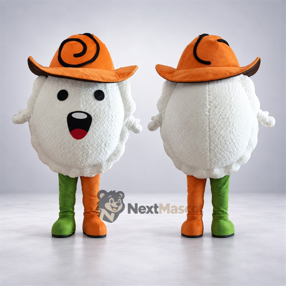 Ghost Mascot Costume - Orange Hat Ghost Mascot Costume - Orange Hat