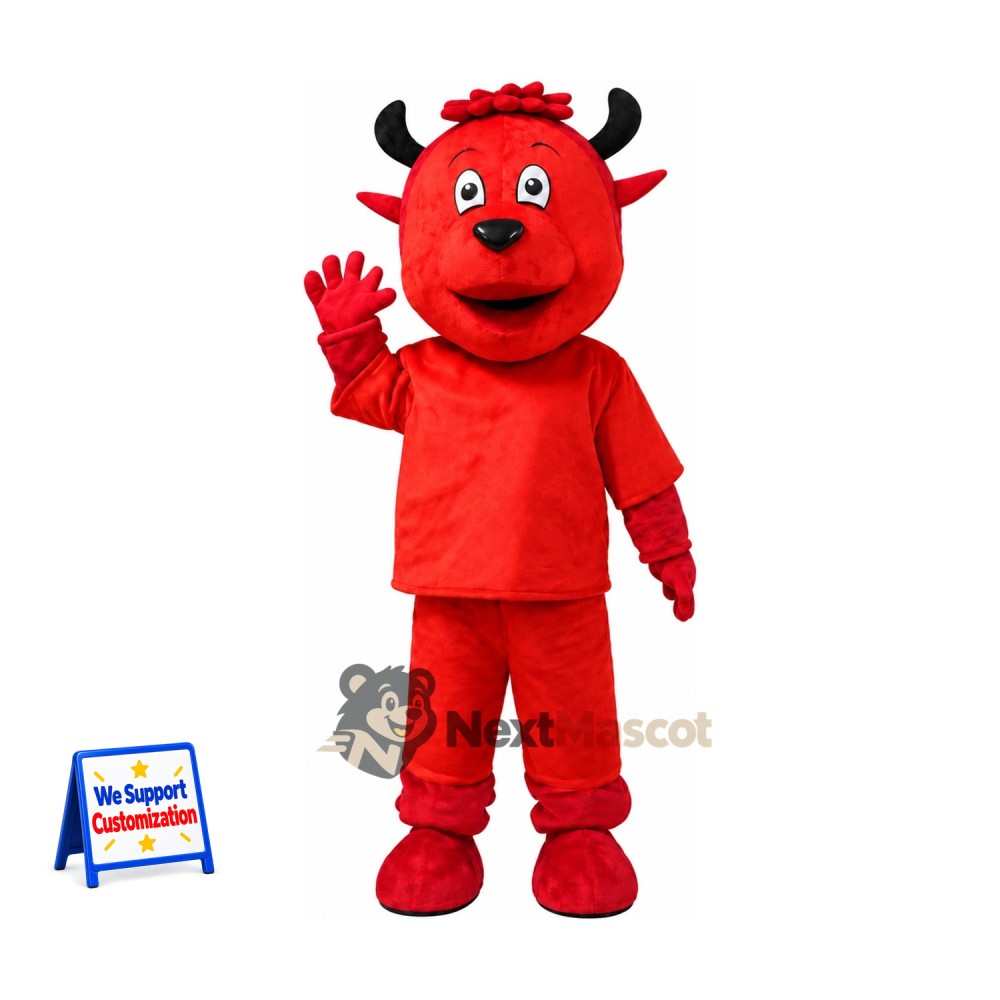 Bull Mascot Costume - Red, Red Shirt Bull Mascot Costume - Red, Red Shirt