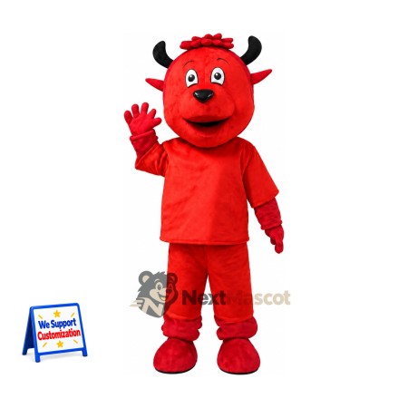 Bull Mascot Costume - Red, Red Shirt Bull Mascot Costume - Red, Red Shirt