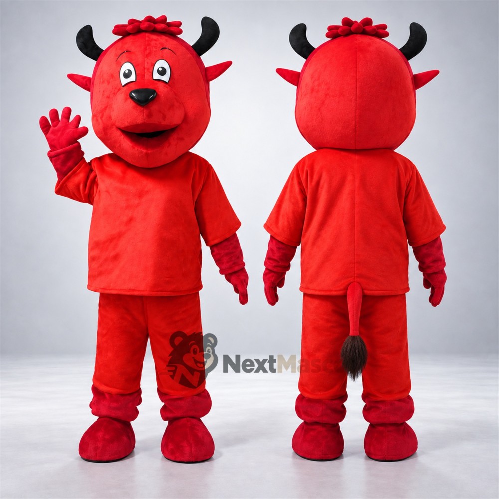 Bull Mascot Costume - Red, Red Shirt Bull Mascot Costume - Red, Red Shirt