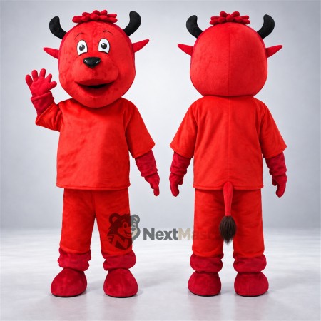 Bull Mascot Costume - Red, Red Shirt Bull Mascot Costume - Red, Red Shirt