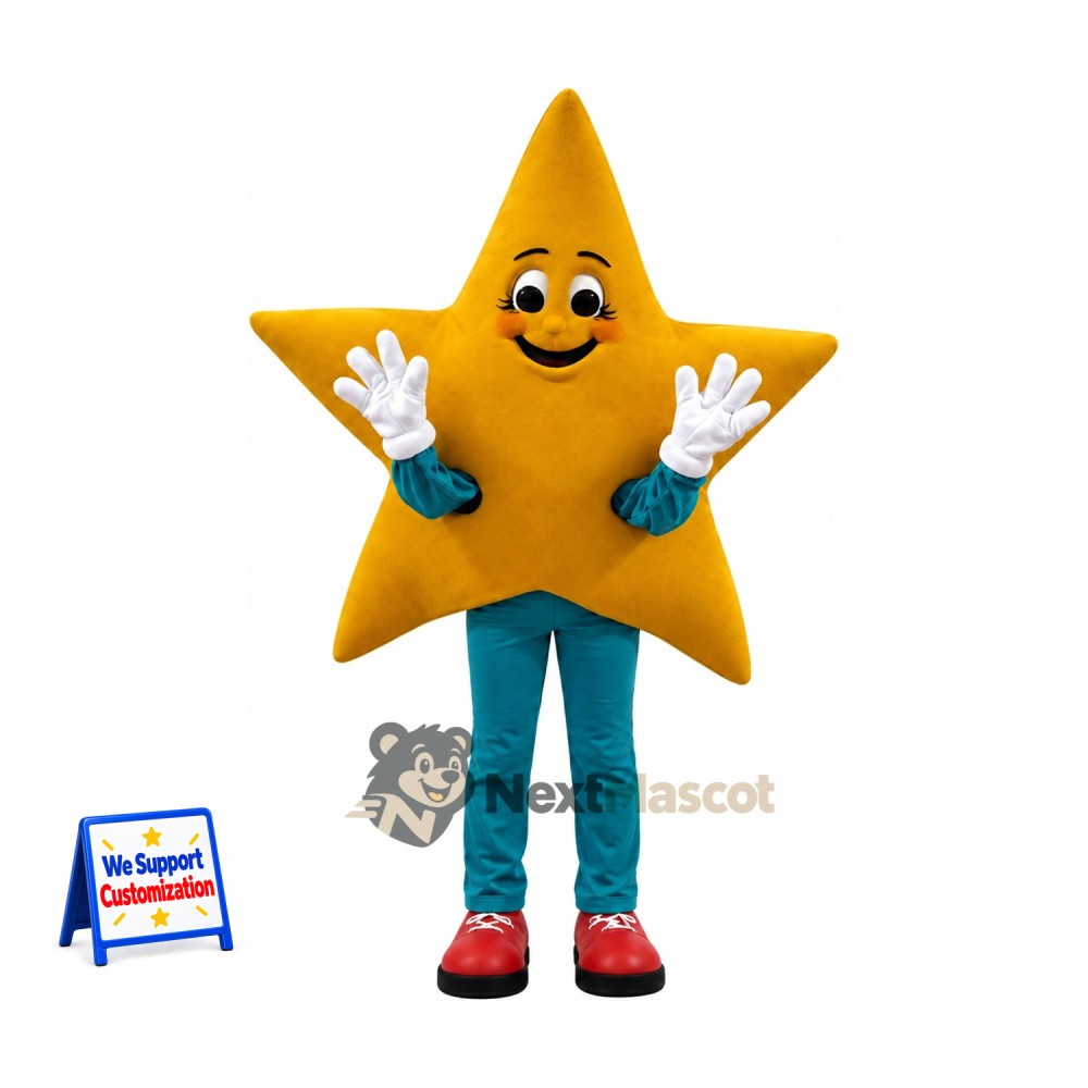 Star Mascot Costume - Yellow, Teal Pants Star Mascot Costume - Yellow, Teal Pants