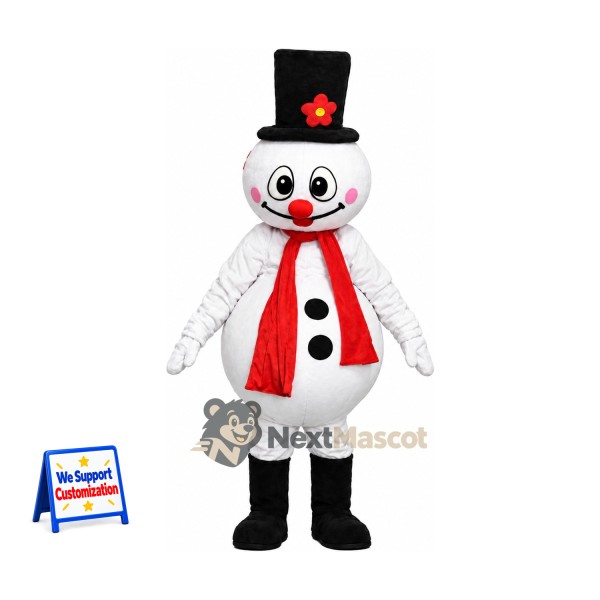 Snowman Mascot Costume - Black Hat for Holiday Fairs