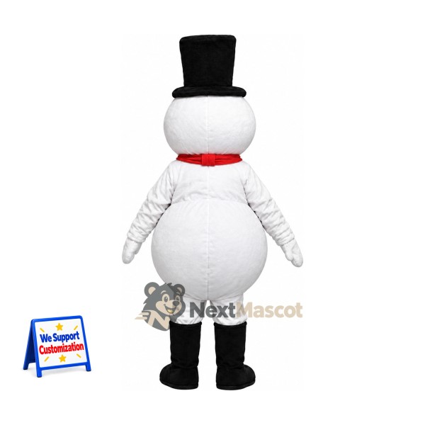 Snowman Mascot Costume - Black Hat for Holiday Fairs Snowman Mascot Costume - Black Hat for Holiday Fairs