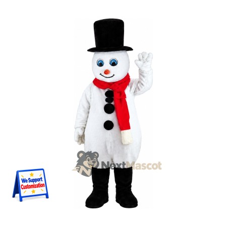 Snowman Mascot Costume - Black Hat for Winter Parades Snowman Mascot Costume - Black Hat for Winter Parades