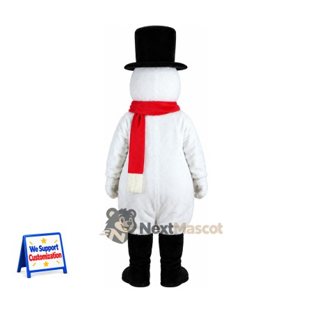 Snowman Mascot Costume - Black Hat for Winter Parades Snowman Mascot Costume - Black Hat for Winter Parades