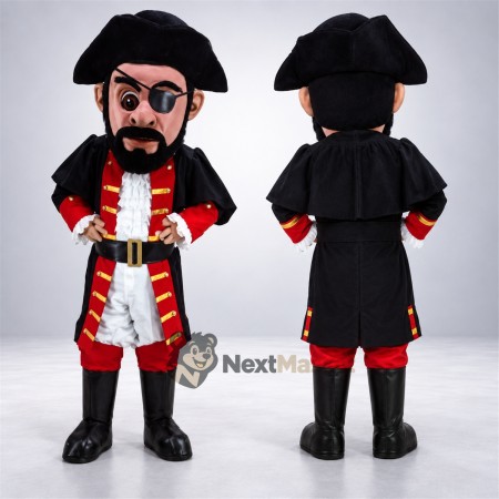 Pirate Captain Mascot Costume - Eyepatch and Black Coat Pirate Captain Mascot Costume - Eyepatch and Black Coat