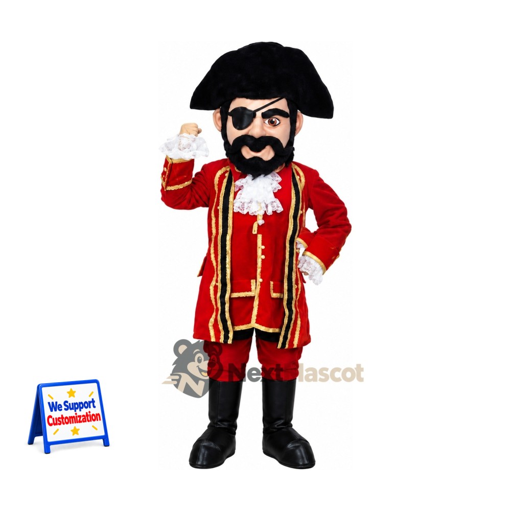 Pirate Captain Mascot Costume - Red Coat and Gold Trim Pirate Captain Mascot Costume - Red Coat and Gold Trim