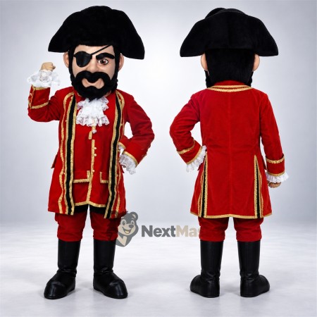 Pirate Captain Mascot Costume - Red Coat and Gold Trim Pirate Captain Mascot Costume - Red Coat and Gold Trim
