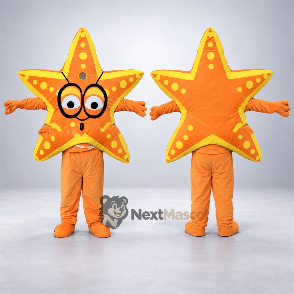 Starfish Mascot Costume - Orange, Glasses for Ocean Events Starfish Mascot Costume - Orange, Glasses for Ocean Events