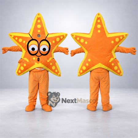 Starfish Mascot Costume - Orange, Glasses for Ocean Events Starfish Mascot Costume - Orange, Glasses for Ocean Events