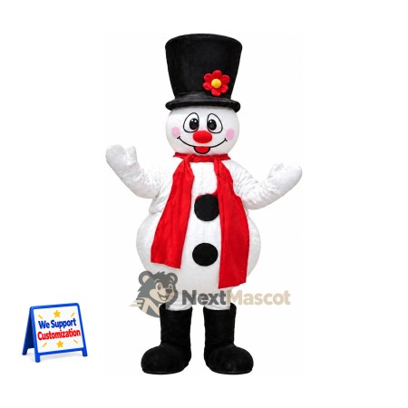 Snowman Mascot Costume - Black Hat for Parades Snowman Mascot Costume - Black Hat for Parades