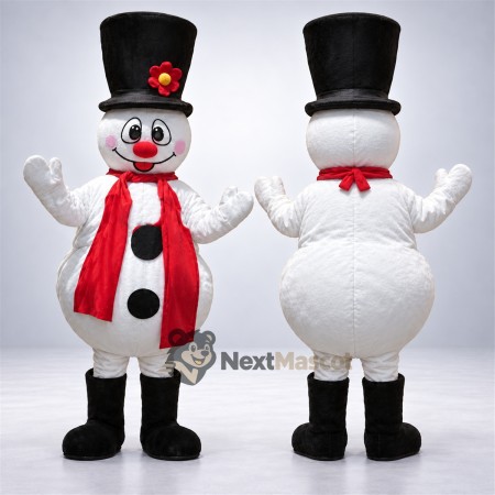 Snowman Mascot Costume - Black Hat for Parades Snowman Mascot Costume - Black Hat for Parades